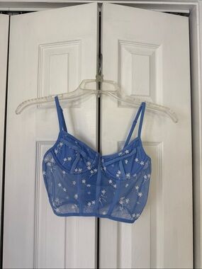 Blue Floral Mesh Bralette